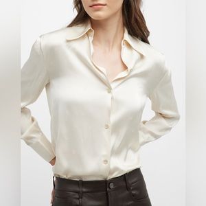 NWT Vince Monogram Button-Front Jacquard Blouse